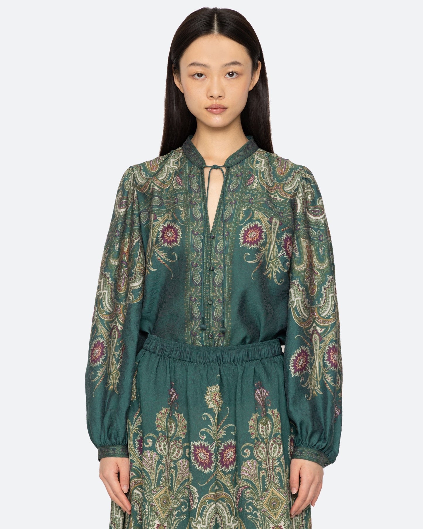 Sea NY Hyacinth Print L/SLV Top
