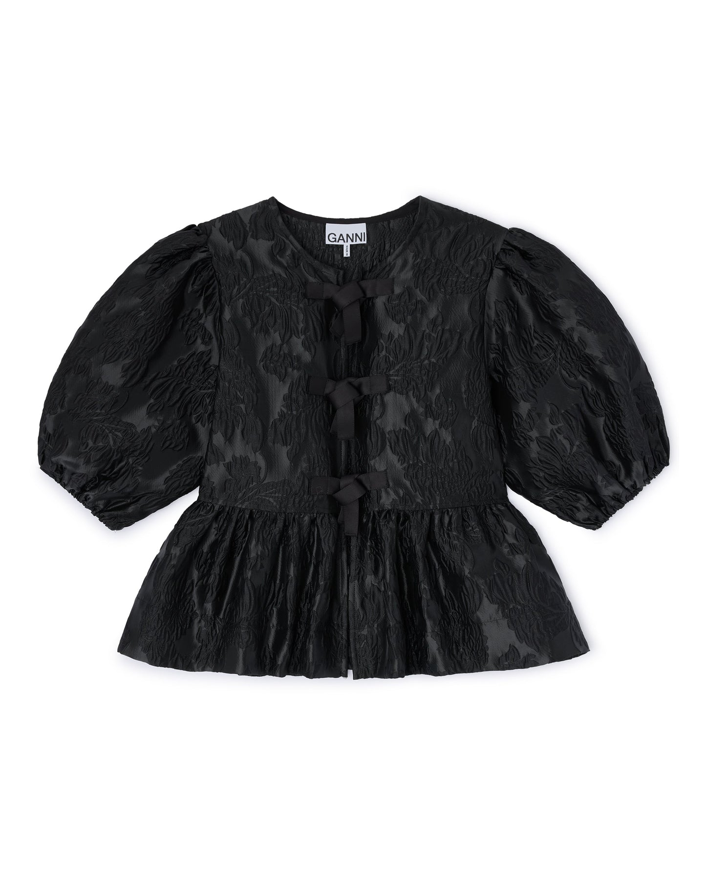 Ganni Satin Cloque Peplum Blouse