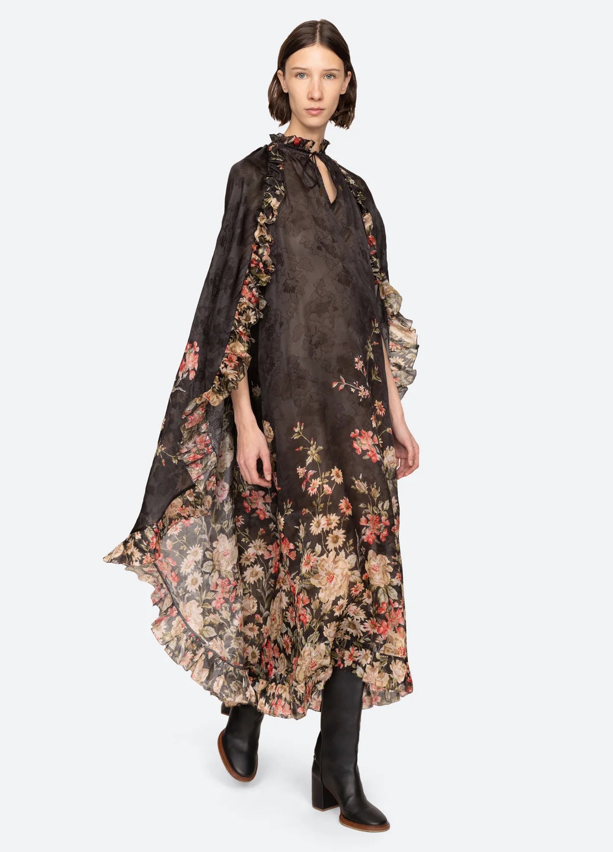 Sea Jolie Print Caped Midi Dress