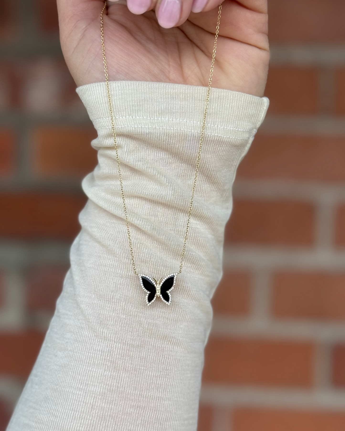 Black Onyx Butterfly Necklace