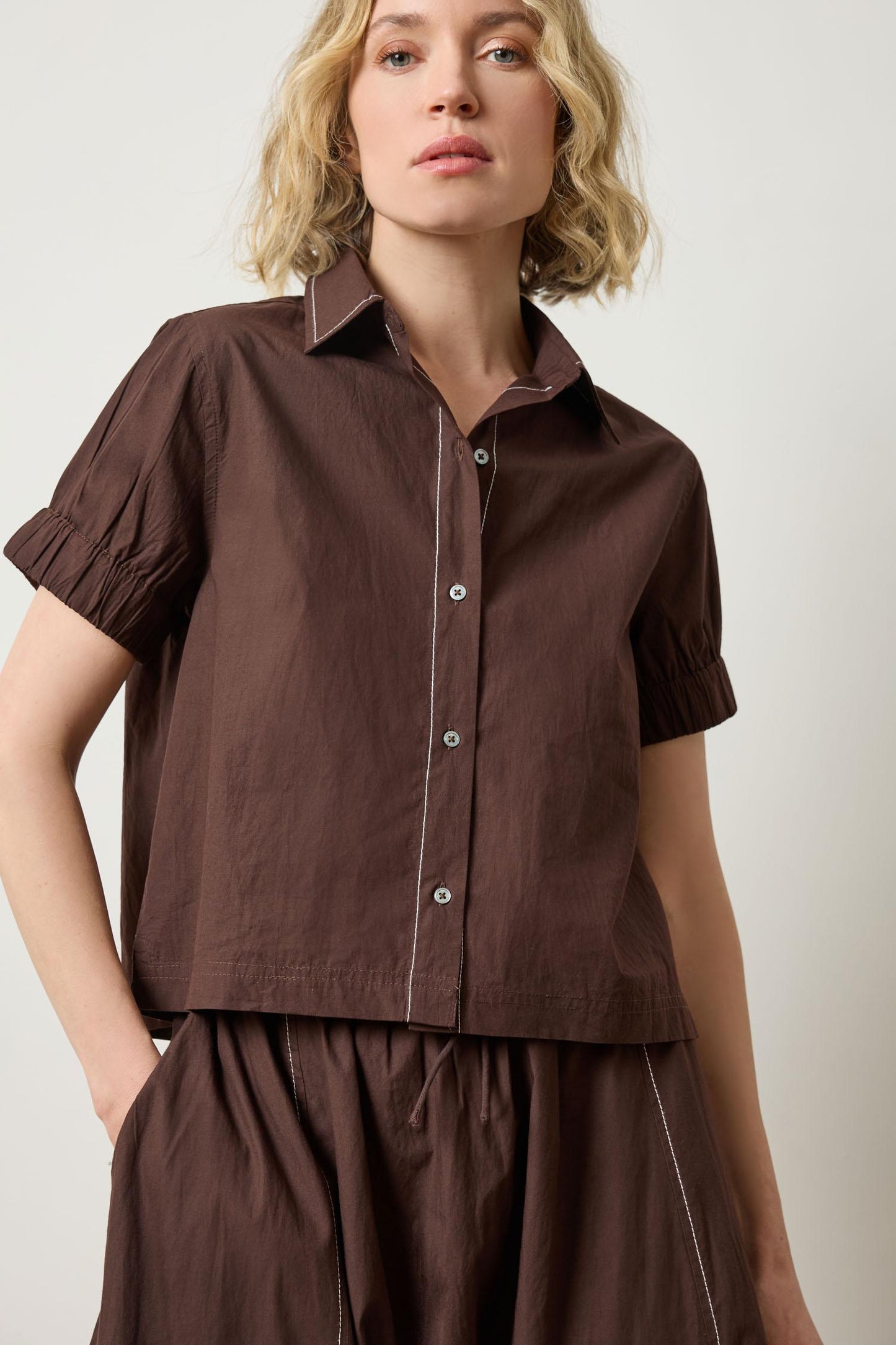 Lilla P Elastic Cuff Button Down