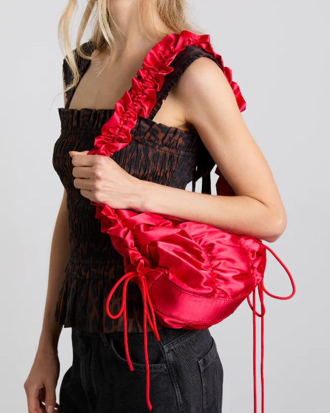 Damson Madder Ruched Satin Bag