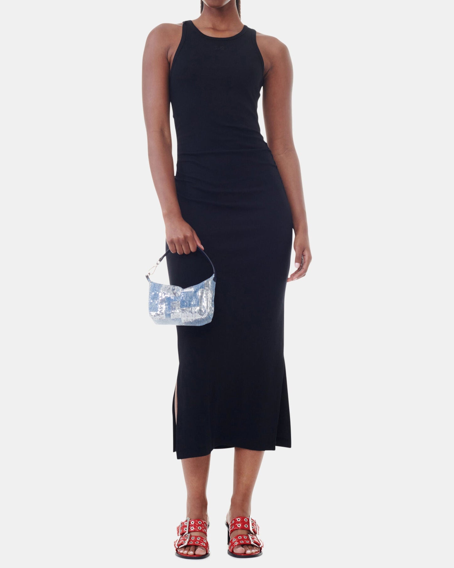 Ganni Soft Cotton Rib Tank Top Long Dress
