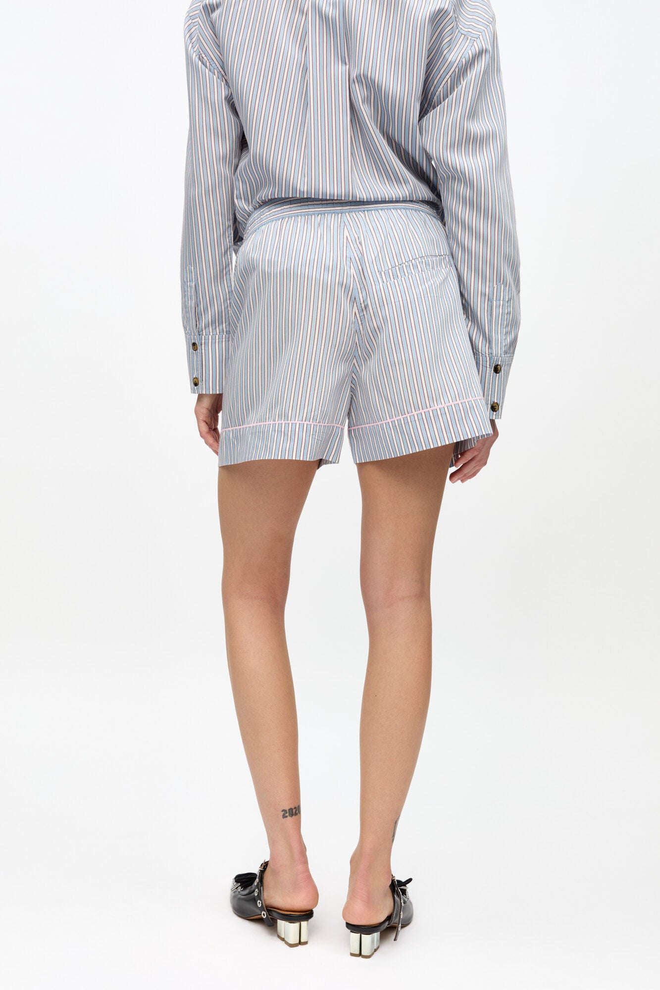 Ganni Yarn Dyed Stripe Elasticated Shorts