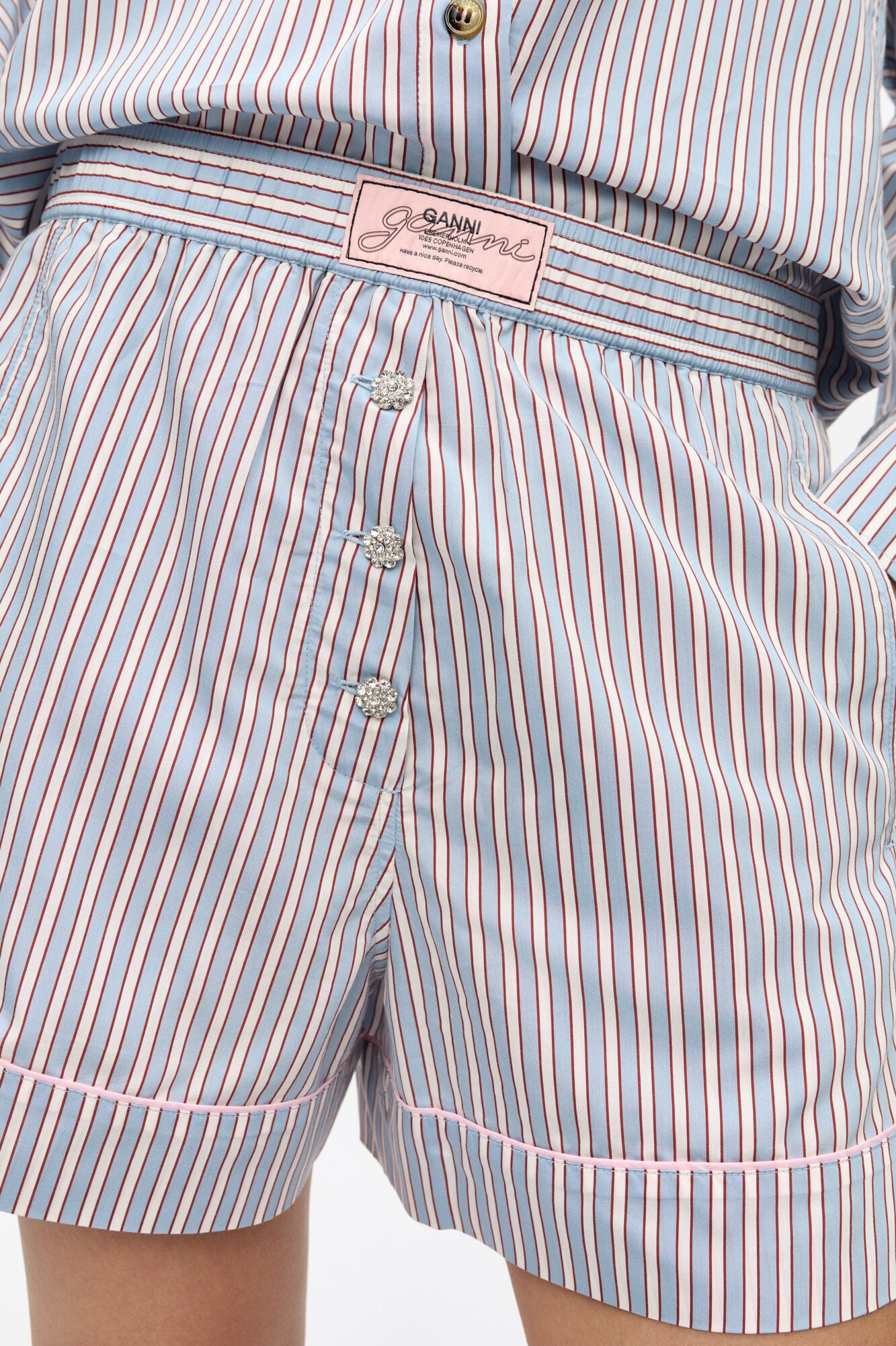 Ganni Yarn Dyed Stripe Elasticated Shorts