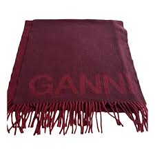 Ganni Wool Fringed Scarf