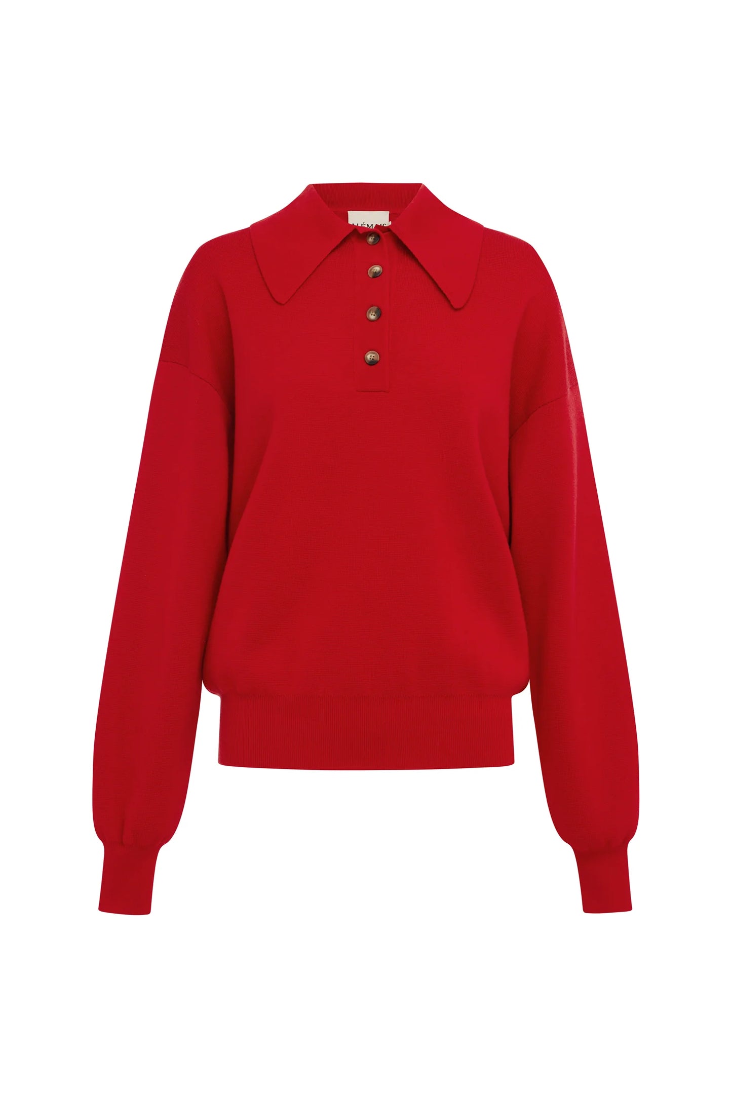Alemais Rocky Knit Polo Cherry