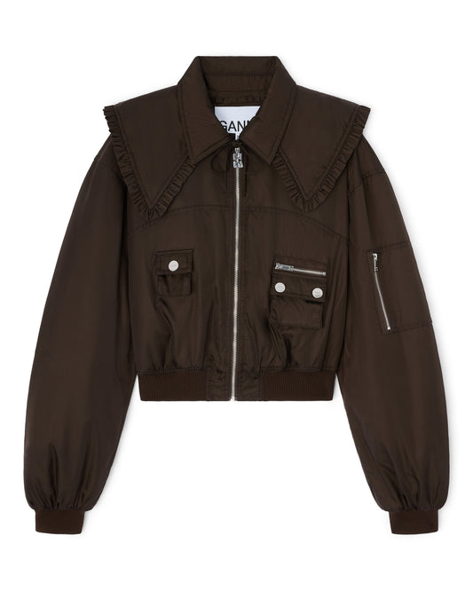 Ganni Duchesse Nylon Bomber Jacket