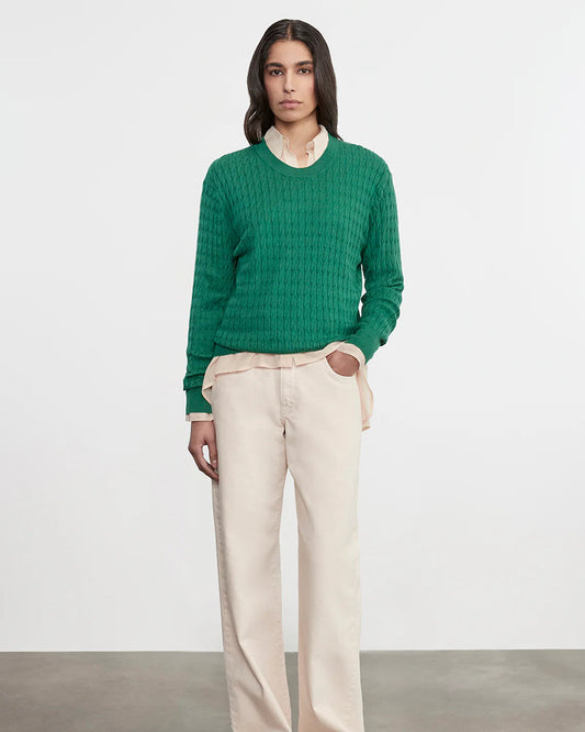 Enza Costa Cashmere Cotton Cable Knit Easy Crew