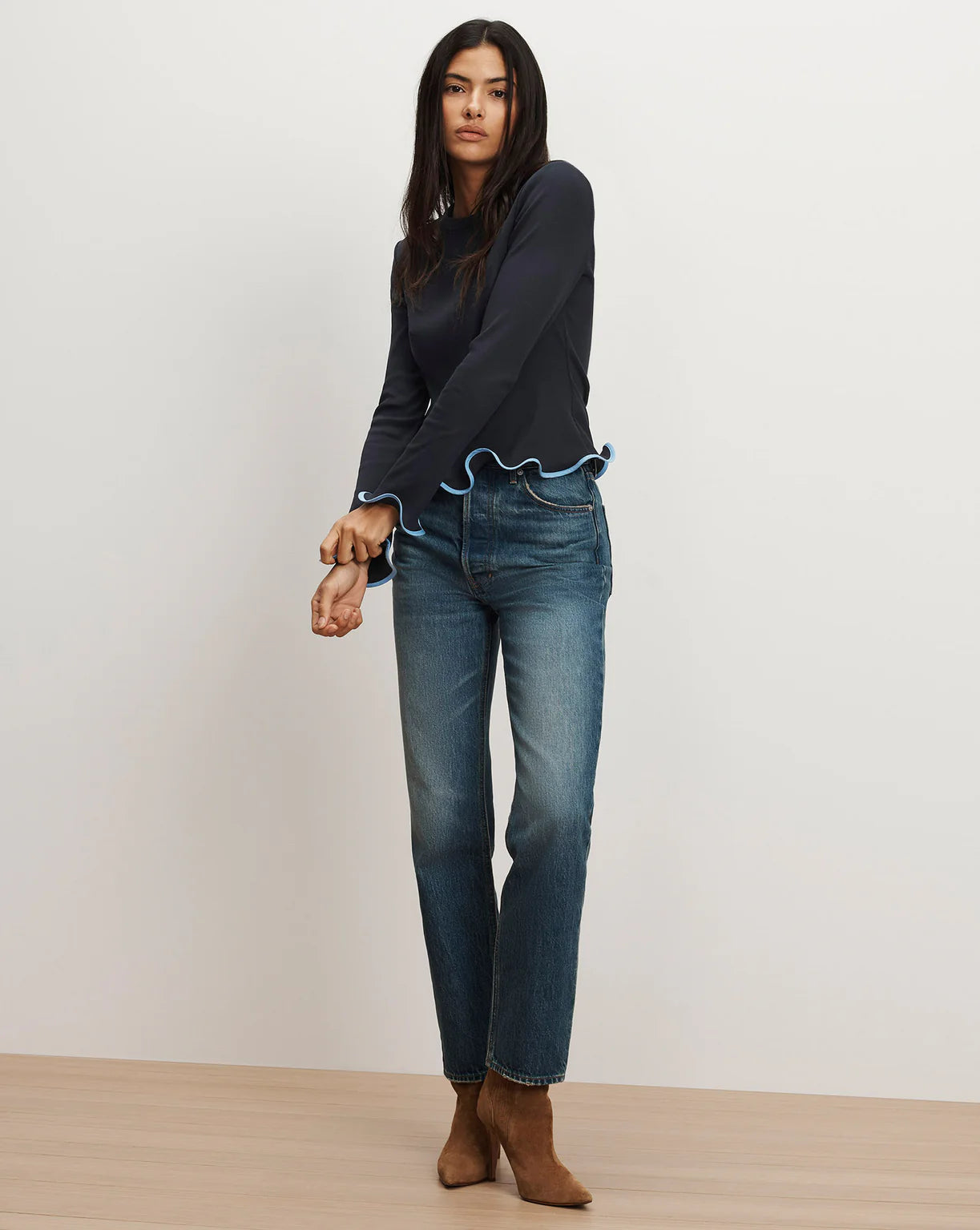 Veronica Beard Elianne Ruffle-Trim T-Shirt