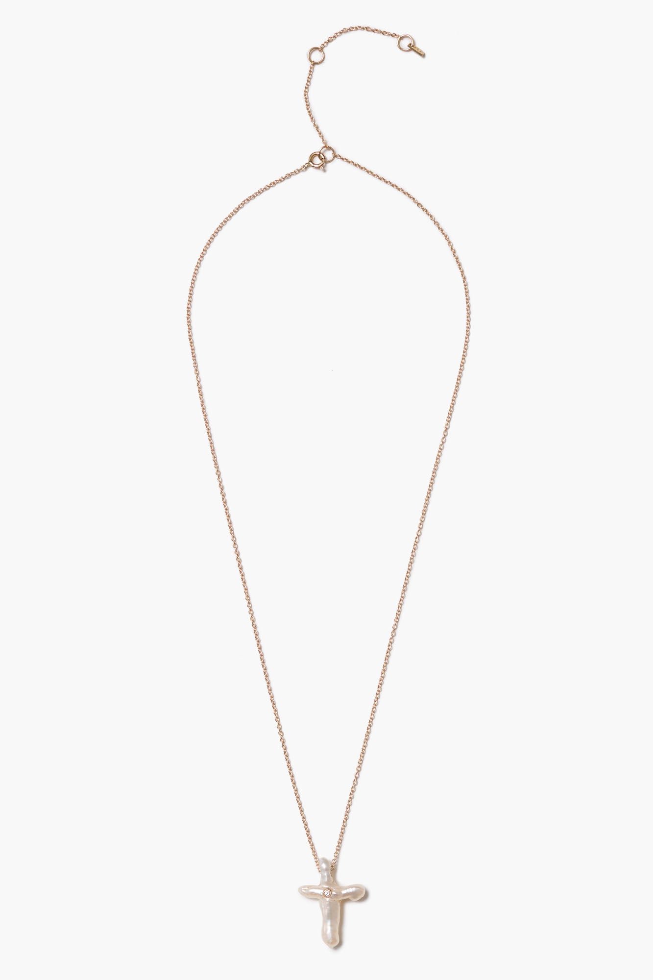 Chan Luu White Pearl Cross Necklace