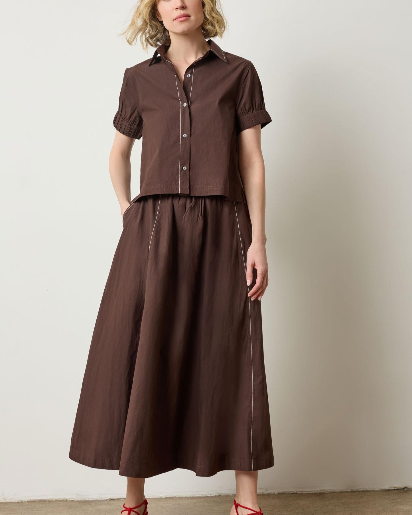Lilla P Elastic Cuff Button Down