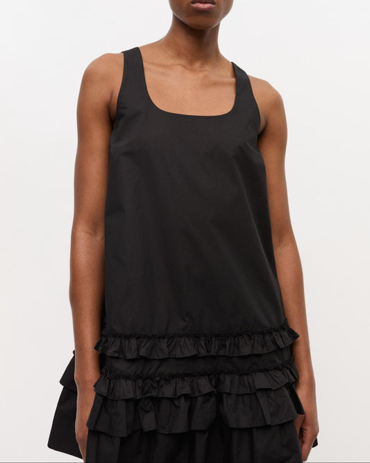 Ganni Cotton Poplin U-neck Mini Dress