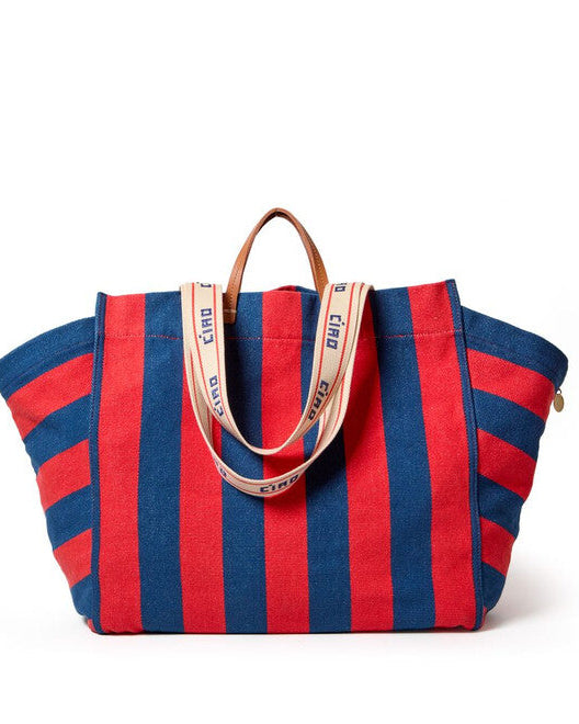 Clare V Beach Tote - Canvas Stripe